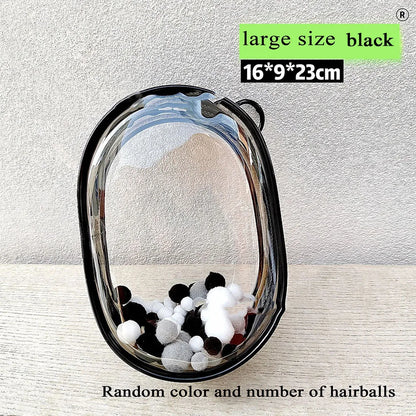 Transparent Outdoor Bag with Keychain Mystery Doll Display Storage Bags Dust-Proof Organizer Pouches Classic Doll Storage Bags black L (hairball)
