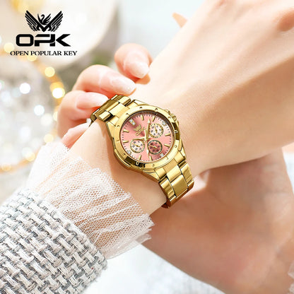 OPK 6001 Women's Watches Original Quartz Watch Waterproof Multifunctional Chronograph Ladies Watches Girls Gifts Reloj Mujer
