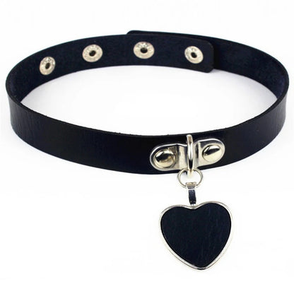 Harajuku Punk Rock Gothic Choker Necklace Women Sexy PU Leather Heart Lock Key Spike Collar Chocker Gothic Cosplay Accessories Badiee Stylez