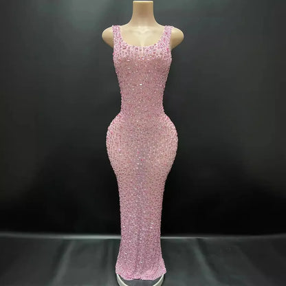 Diamonds Wedding Dress for Women Goddess Senior Photoshoot Props Homecoming Celebrate Birthday party dress New Year's Dress Pink