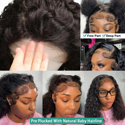 Mossily Short Curly Bob Wigs 13x6 HD Lace Front Human Hair For Women 220% Deep Wave 13x4 Frontal Brazilian Remy 5x5 Closure Wig