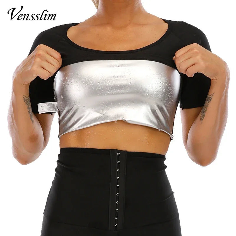 Vensslim Body Shaper Sauna Suits Sweat Slimming Waist Trainer Corset Long Sleeve Fat Burn Shirt Women Workout Tummy Control Tops