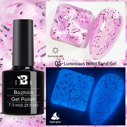 AWStorG15ml 2 IN 1 Crystal Top Coat Transparent Soak Off UV LED Nails Art Manicure Gel Nail Polish Varnishes Primer Function Gel LuminousWool Sand 05