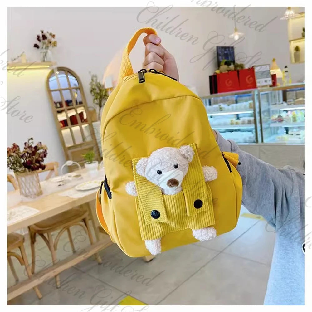 New Kids Cartoon Personalized Name Backpack Cute Baby Backpack Custom Embroidered Name Kindergarten Book Bag Outgoing Snackbags