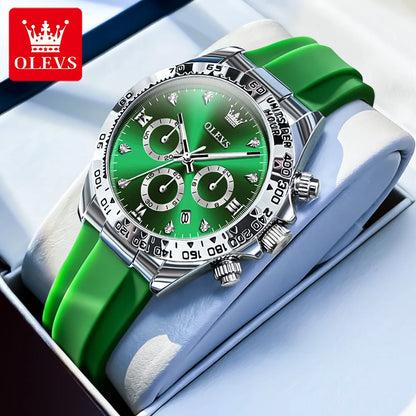 OLEVS 5618 Woman Watch Fashion Original Quartz Watch Waterproof Luminous Chronograph Date Sports Watches For Woman With Box Silver Green CHINA Yes