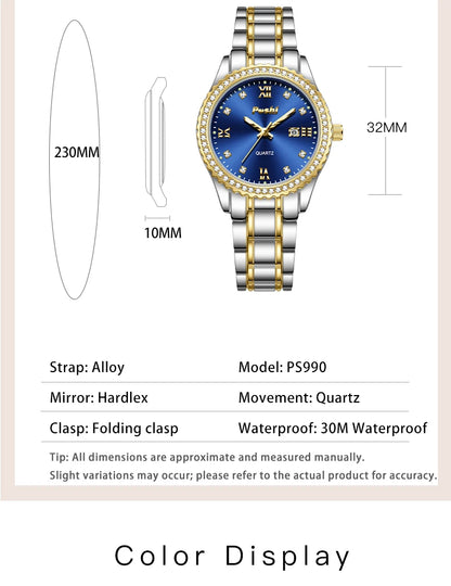 POSHI 990 Fashion Women Watch Elegant Business Quartz Wristwatch Lady Casuan Dress Watches With Date Display Original Clock