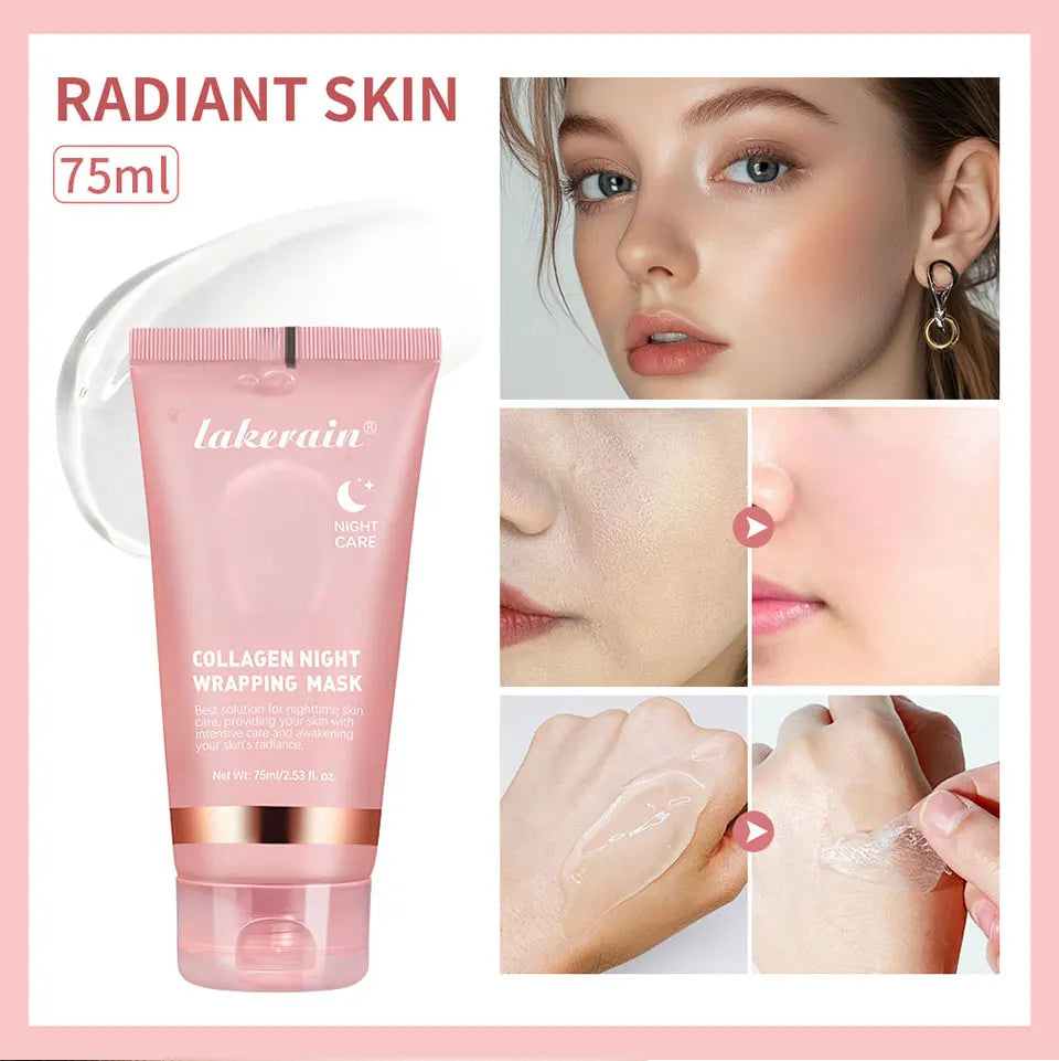 Collagen Jelly Cream Hydrolyzed Collagen Overnight Facial Mask Wrapping Peel-Off Mask Hydrating Firming Moisturizing SkinCare