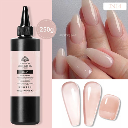 BORN PRETTY 250g Translucent Jelly Red Nude Gel Nail Polish Winter Autumn Manicure Soak Off UV LED Nail Art Gel Christmas Red 250gJN14
