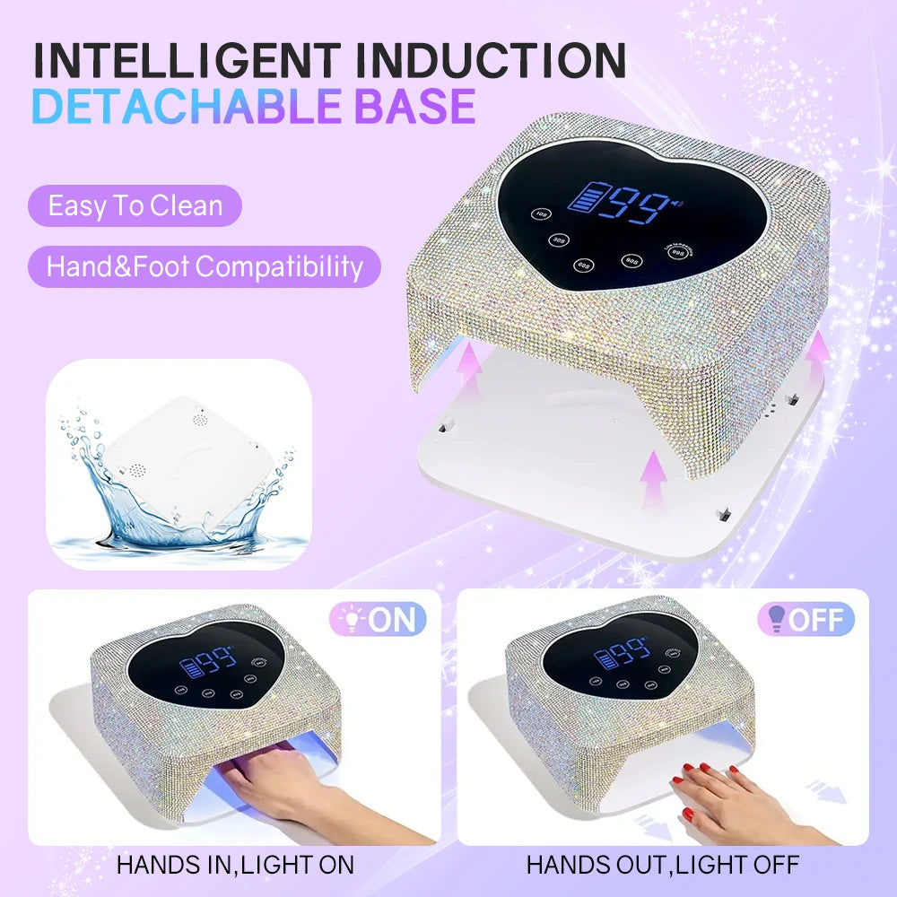 30LEDS Rechargeable Nail Lamp Professional UV LED Lamp With Diamonds 72W Gel Polish Nail Drying For Nail Polish Manicure Tools