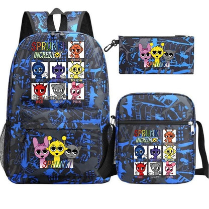 Hot Backpacks New Sprunki Students 3 PCS Set School Bag Teen Girl Boy Back To School Gift Leisure Mochila Teens Travel Bags Picture Color 17 16 inch