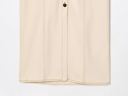 ETJ 2025 summer new TRAF women's elegant fashion waist pleated V-neck short-sleeved temperament denim MIDI dress