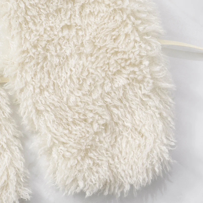 BKLD Sexy Temperament Fluffy Tops For Women High Street Y2K Nightclub Outfits Faux Fur Backless Lacing Solid 2025 Vest Waistcoat