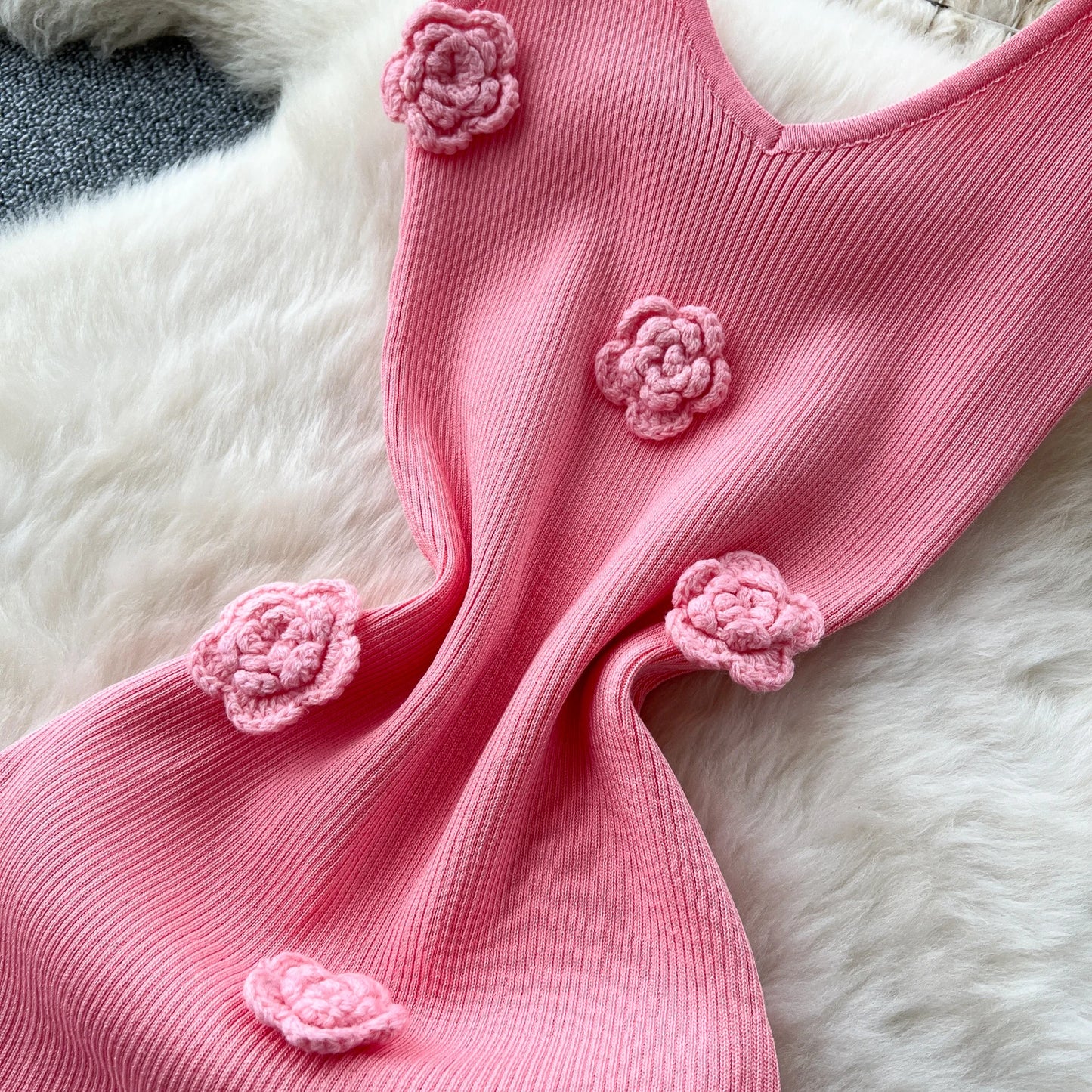 SINGREINY Knitted 3D Flower Chic Dress Sleeveless Slim Solid Elastic Sundress Women Summer Casual Fashion Bodycon Long Dresses