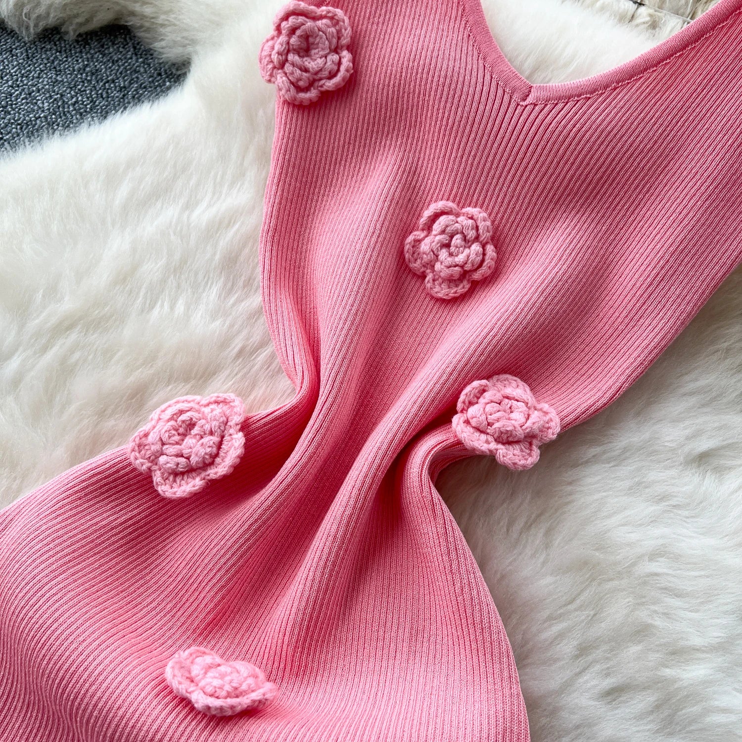 SINGREINY Knitted 3D Flower Chic Dress Sleeveless Slim Solid Elastic Sundress Women Summer Casual Fashion Bodycon Long Dresses