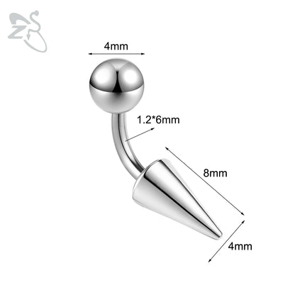 ZS 1 PC 16G Stainelss Steel Eyebrow Ring For Men Women Long Spike Curved Nose Bridge Piercing 3 Colors Cone Lip Labret Piercings Style 3 6X4X8MM