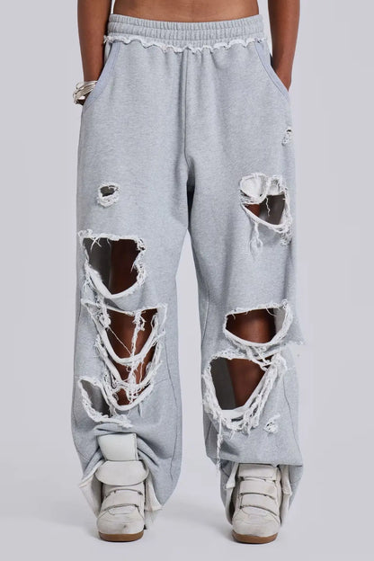 Women Baggy Sweatpants Casual Y2K Hip Hop Grunge Wide Leg Hole Loose Ripped pants Oversized Streetwear Trousers Badiee Stylez