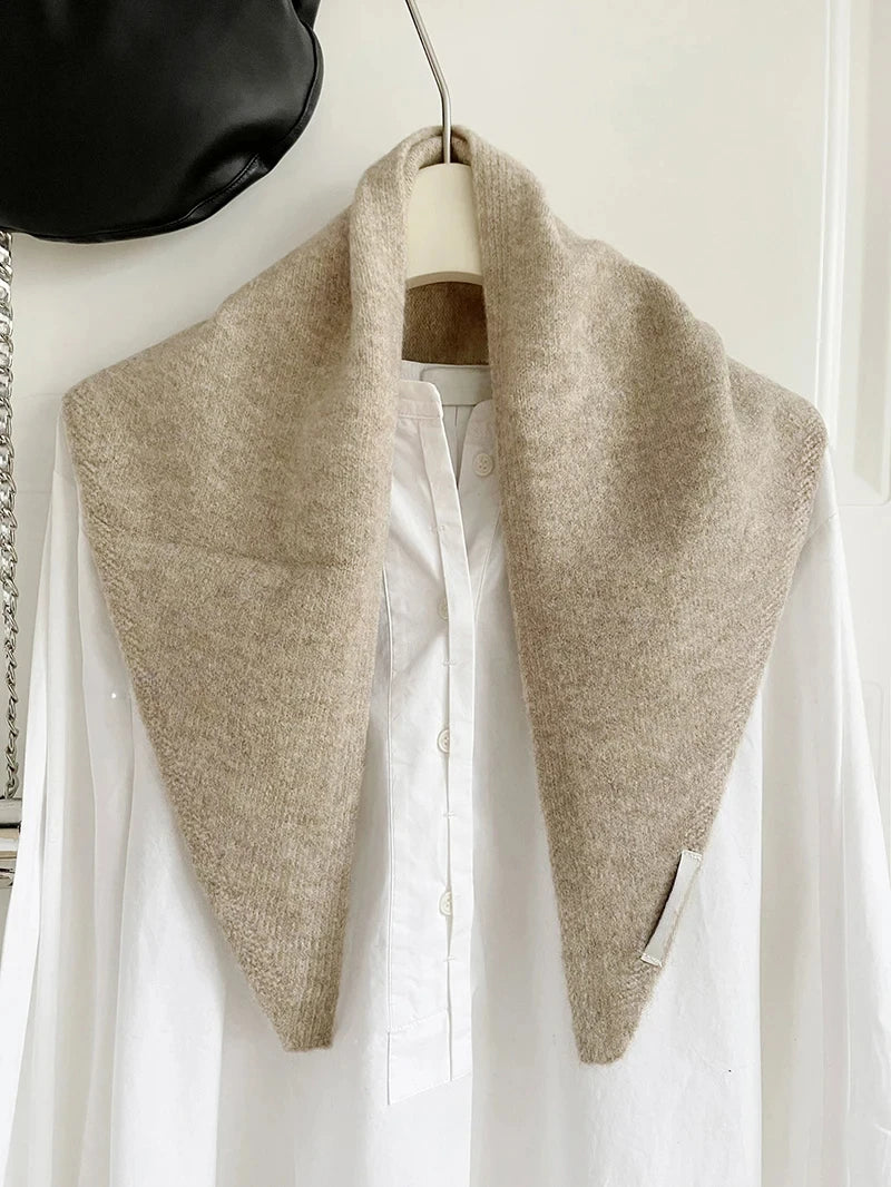 British Korean Style Niche Wool Knitted Triangular Scarf Women Headscarf Knitted Scarf Multi-functional Warm Knitted Scarf Badiee Stylez