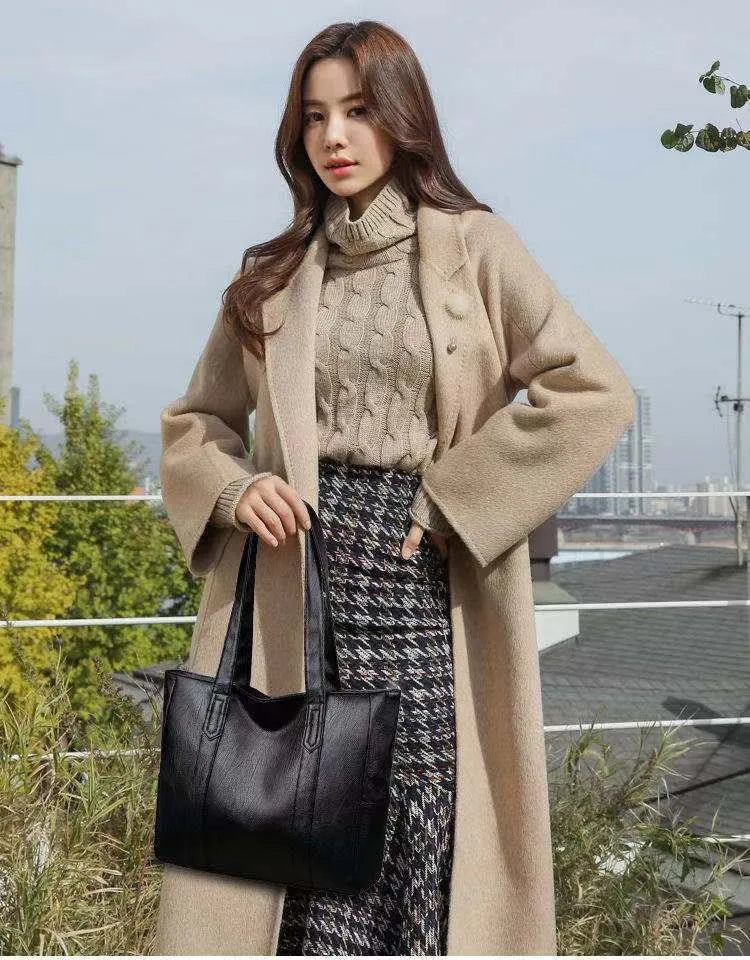 Vintage Large Capacity Tote Bag, Retro Vegan Shoulder Bag, Women's Casual Handbag For Commute ,Trendy Handbag with Soft Leather