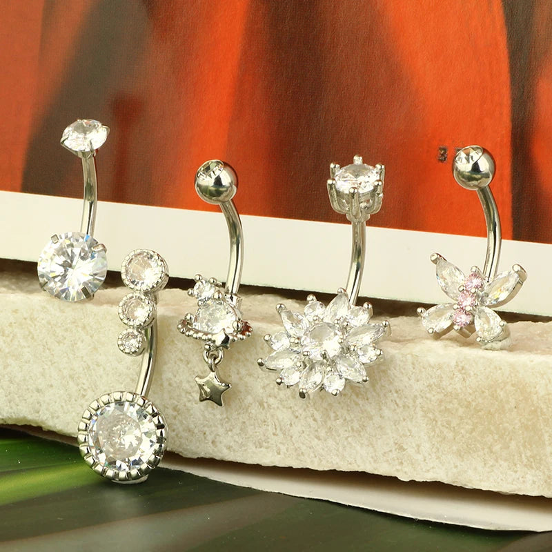 5PCS Cute Dangle Belly Ring Pack 14G Navel Piercing Bulk Sexy Belly Ring Set Belly Button Ring Lot Pircing Ombligo Jewelry style9