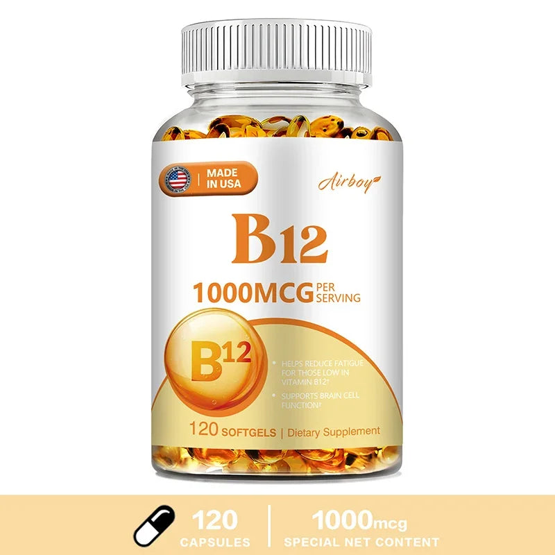 Vitamin B12 1000mcg - Supports Energy Metabolism, Mood and Nervous System Health 120 Capsules