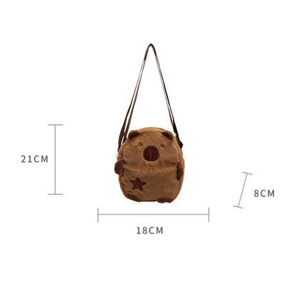 Cute Plush Capybara Crossbody Bag Large Capacity Shoulder Bag Girls Coin Purse Adjustable Zipper Plush Mobile Phone Pouch
