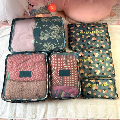 6 PCS Travel Storage Bag Set for Clothes Tidy Organizer Wardrobe Suitcase Pouch Travel Organizer Bag Case Shoes Packing Cube Bag