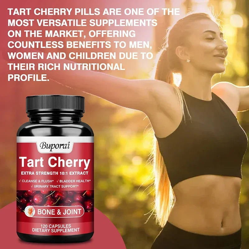 Tart Cherry Capsules - Uric Acid Cleansing, Joint Health, Promotes Muscle Recovery, Antioxidant