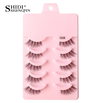 Half Fake Eyelashes 5/10 Half Lashes Soft Natural Cat Eye Lashes Makeup Tool Extension Fluffy Faux Cils maquiagem Half Lashes 5pairs-1006
