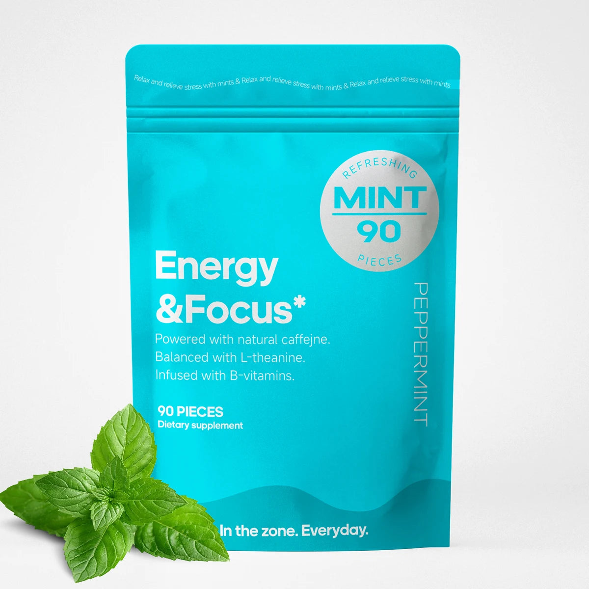 Energy Caffeine Mints (90 Pieces) - Sugar Free with L-theanine + Natural Caffeine + Vitamin B12 & B6 - Nootropic Energy & Focus 1 bag Mint United States