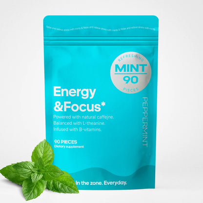 Energy Caffeine Mints (90 Pieces) - Sugar Free with L-theanine + Natural Caffeine + Vitamin B12 & B6 - Nootropic Energy & Focus 1 bag Mint United States