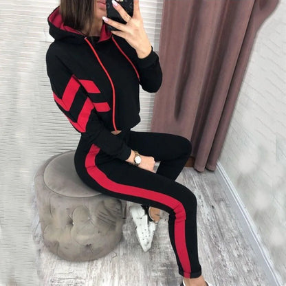 Fashion Hot Sale Women's Hoodie Navel Sweater Set Two-piece Set
