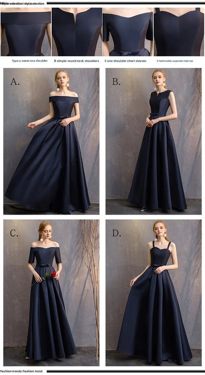 Long Bridesmaid Dress Spring/Summer 2025 New Temperament Satin Bridesmaid Sisters Dress Black Banquet Evening Dress Badiee Stylez