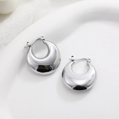 Fashion Glossy Stainless Steel Chunky Hoop Earrings for Women Gold Plated Thick Texture Geometric Circle Earring Vintage Jewelry 22480 20