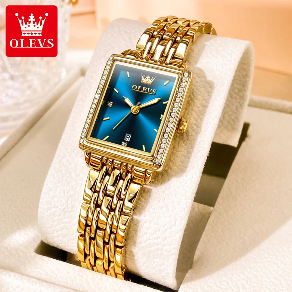 OLEVS 9995 Women's Watch Luxury Elegant Quartz Ladies Wristwatch Top Brand Waterproof Luminous Date Original Watch For Women Blue CHINA