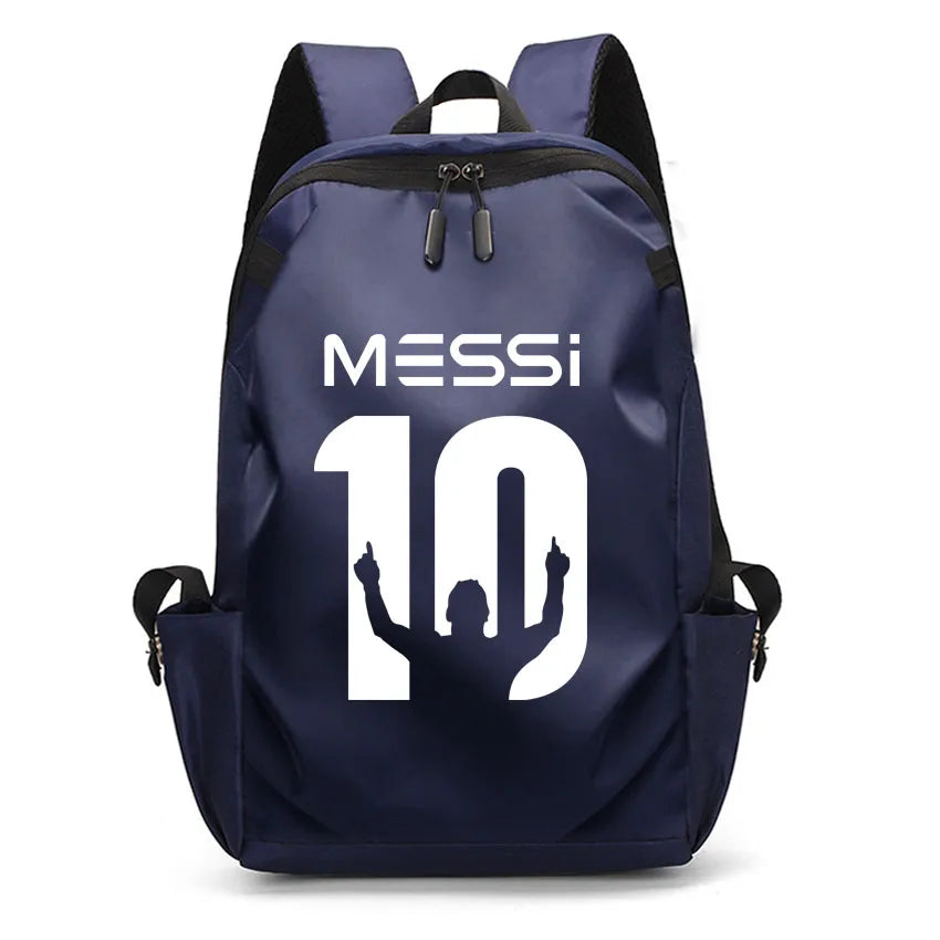 Football Super Stars MESSI Backpack Boy Girl Unisex College Student Backpack Women Men Laptop Teens Student USB Port Rucksack Blue B063