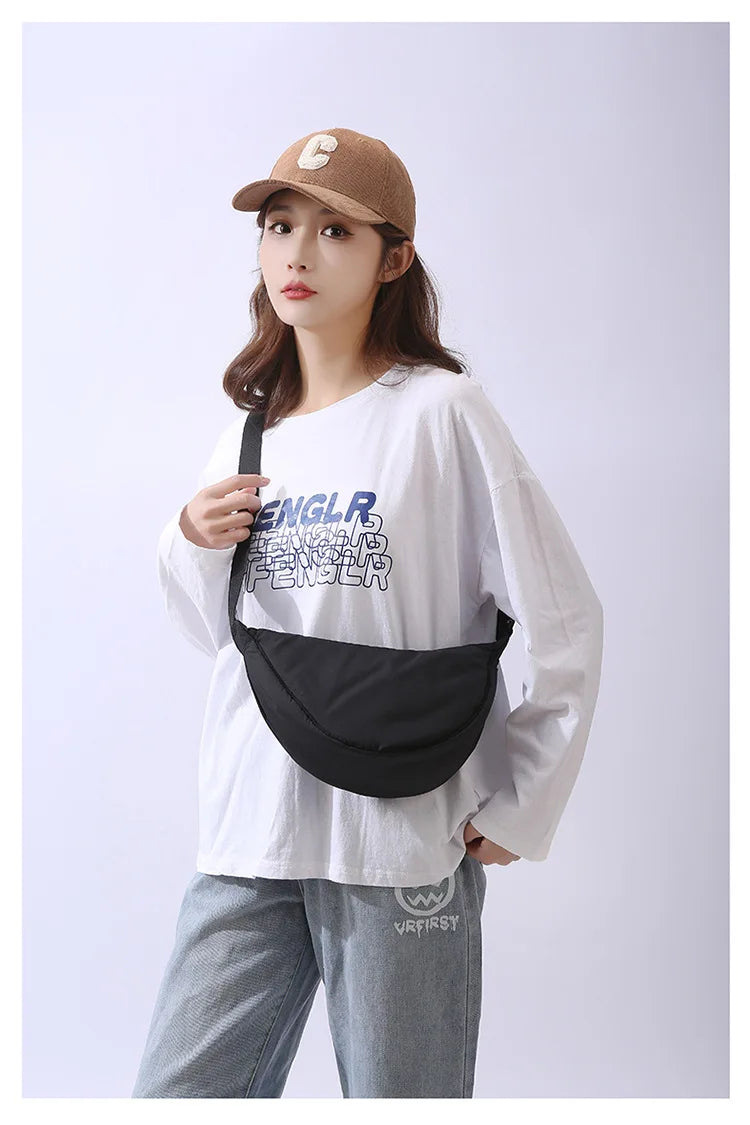 Simple Design Women's Messenger Bag Fashion Ladies Nylon Hobos Small Shoulder Bags Vintage Female Girls Purse Cloth Handbags