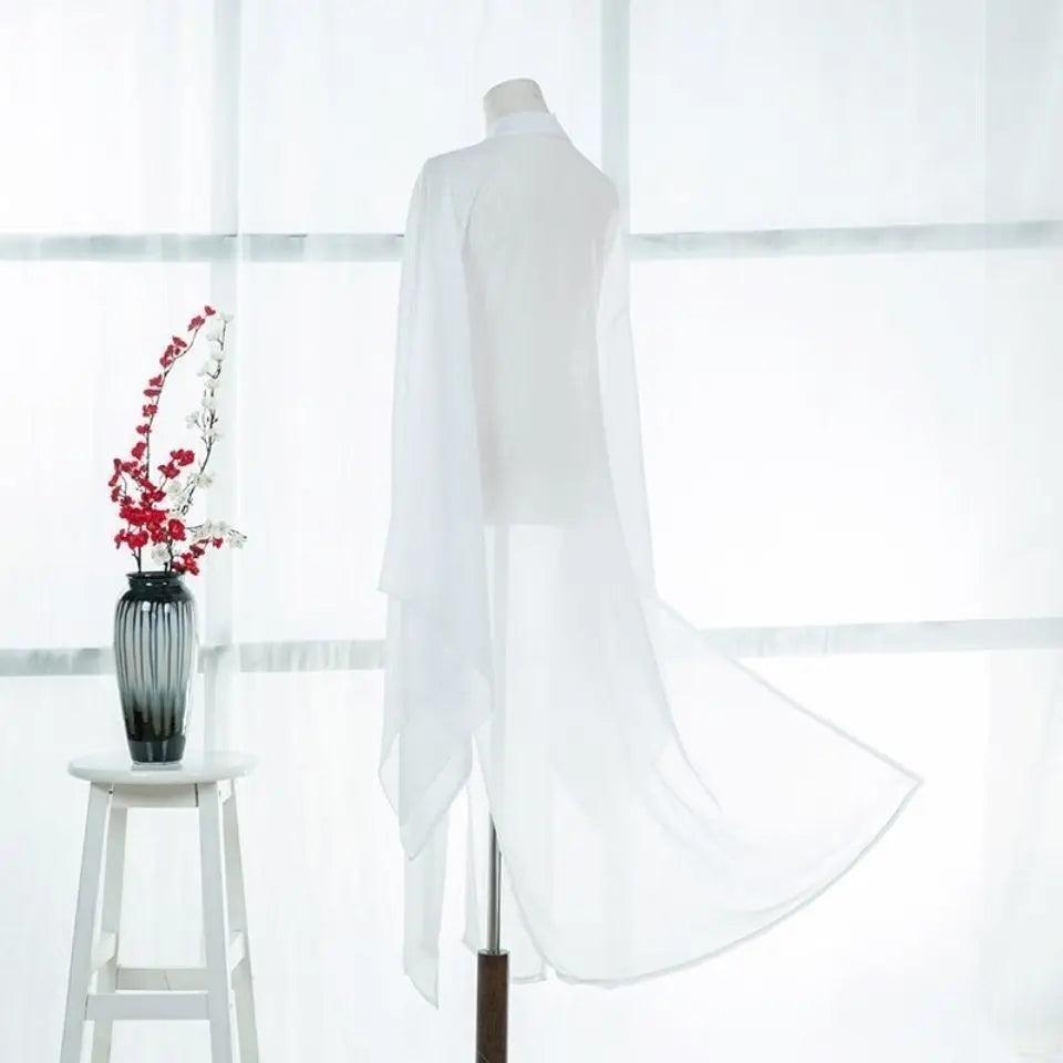 2025 new summer women long chiffon Cardigan sunscreen three quarter sleeve black blue white fashion thin cardigan