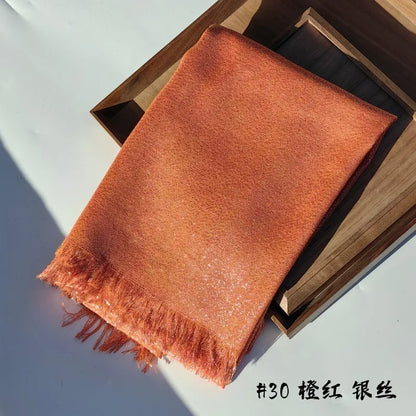 Lastest Brand Design Scarf Shiny Solid Color Shawls Rayon Fabric Gold Silk Silver Wire Head Shawl Fringe Hijab For Women 30