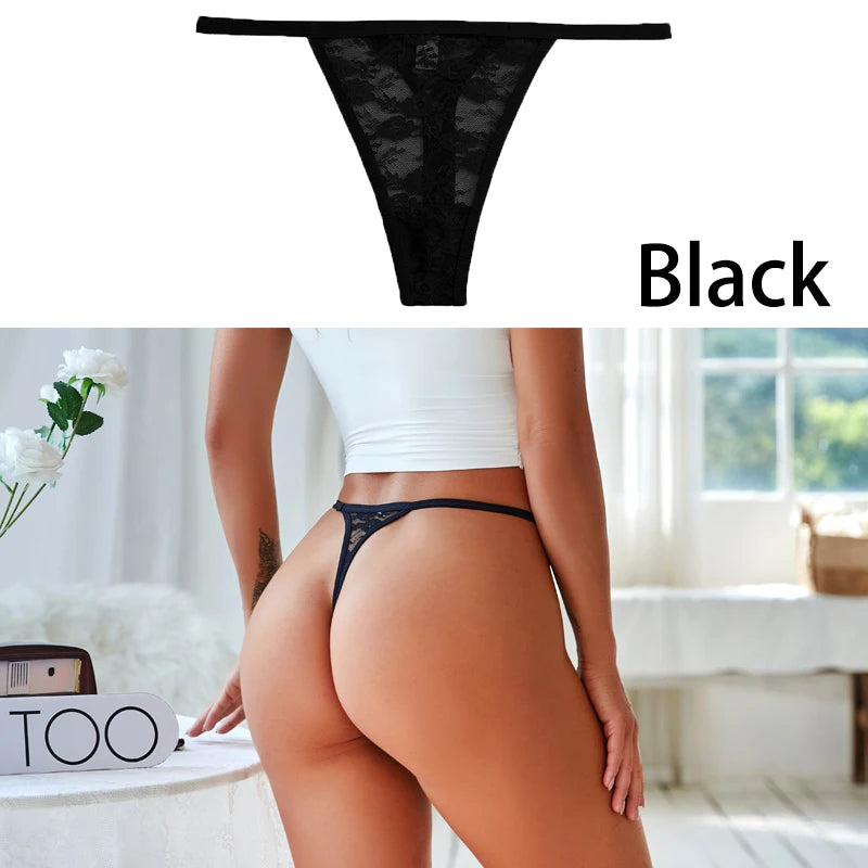 S-XL Sexy G String Thong Mesh Perspective Women Panties Low Waist Female Underpants Solid Color T-back Underwear Thongs Women Style2 Black 1pc