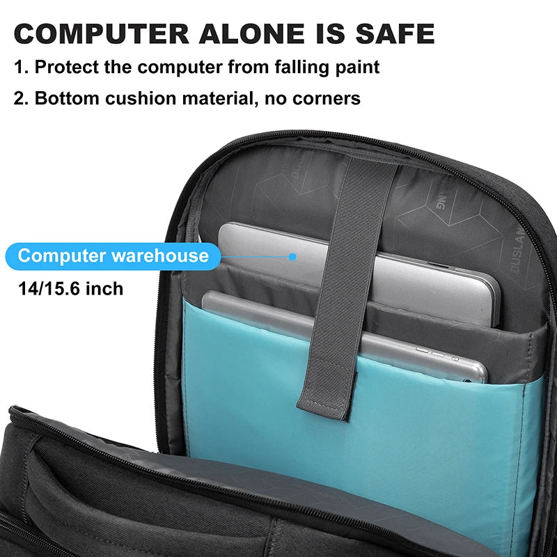 Men's 17.3 Inch Laptop Backpack for Travel College Backpack Waterproof Notebook Business Shoulder Bag With USB Charging Port