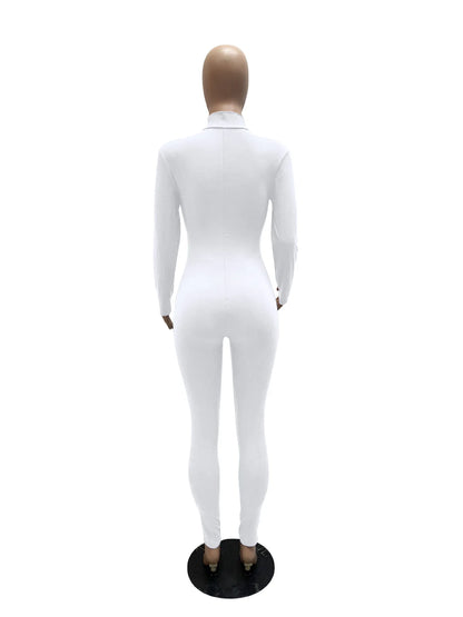 Women's Bodycon One-piece Jumpsuit Long Sleeved Big Zipper Female Casual Sport Workout Skinny Activity Wear Overalls Tops Badiee Stylez