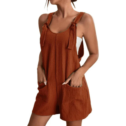 Summer Plus Size Women's Jumpsuit Overalls Sleeveless Loose Sleeveless Wide Leg Overall Solid Casual Daily Romper with Pockets