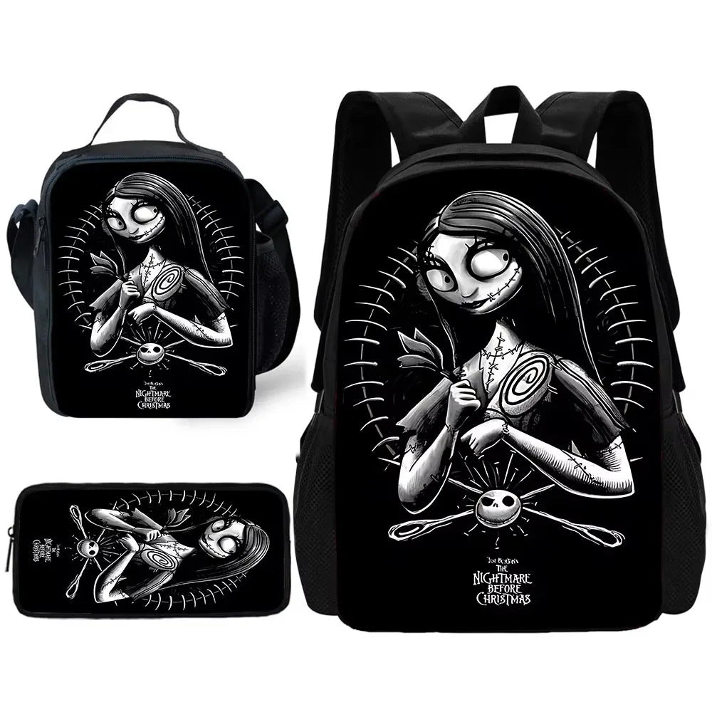 The Nightmare Before Christmas Child School Backpack with Lunch Bags ,Pencil Bags ,School Bags for Boys Girls Best Gift XHOO1-TZ-079-A2