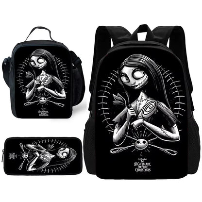 The Nightmare Before Christmas Child School Backpack with Lunch Bags ,Pencil Bags ,School Bags for Boys Girls Best Gift XHOO1-TZ-079-A2