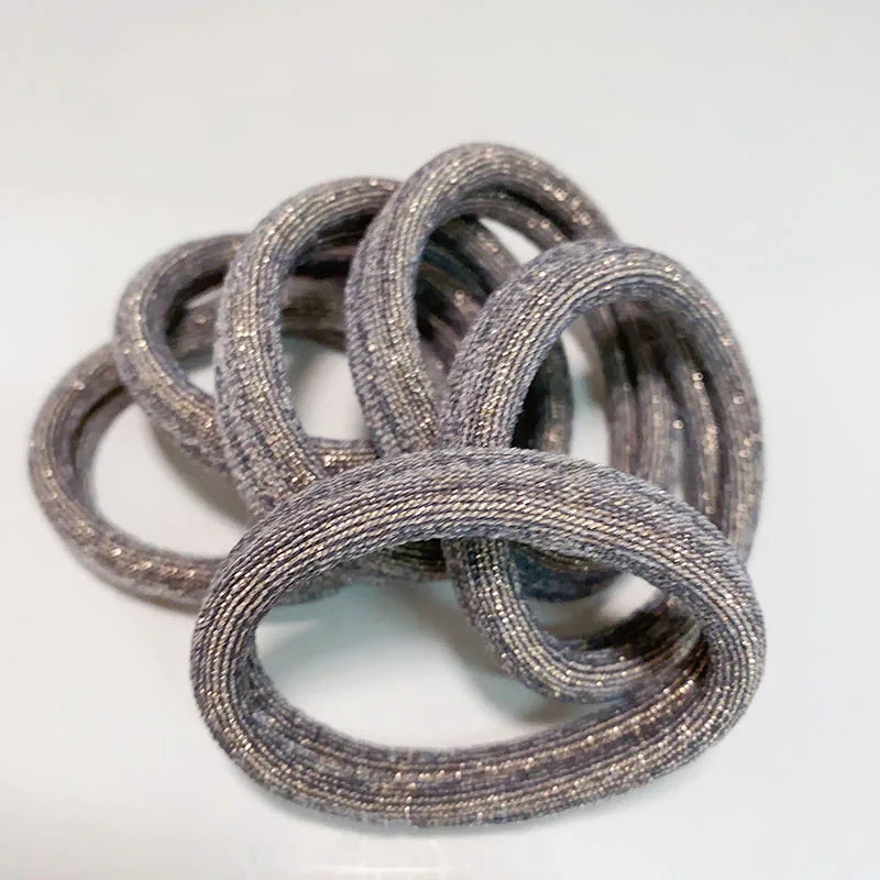 6PCS Women Glitter Hair Scrunchies Girls Elastic Hair Rubber Bands Hair Holder/Gum Hair Accessories Ponytail Hair Holders Badiee Stylez