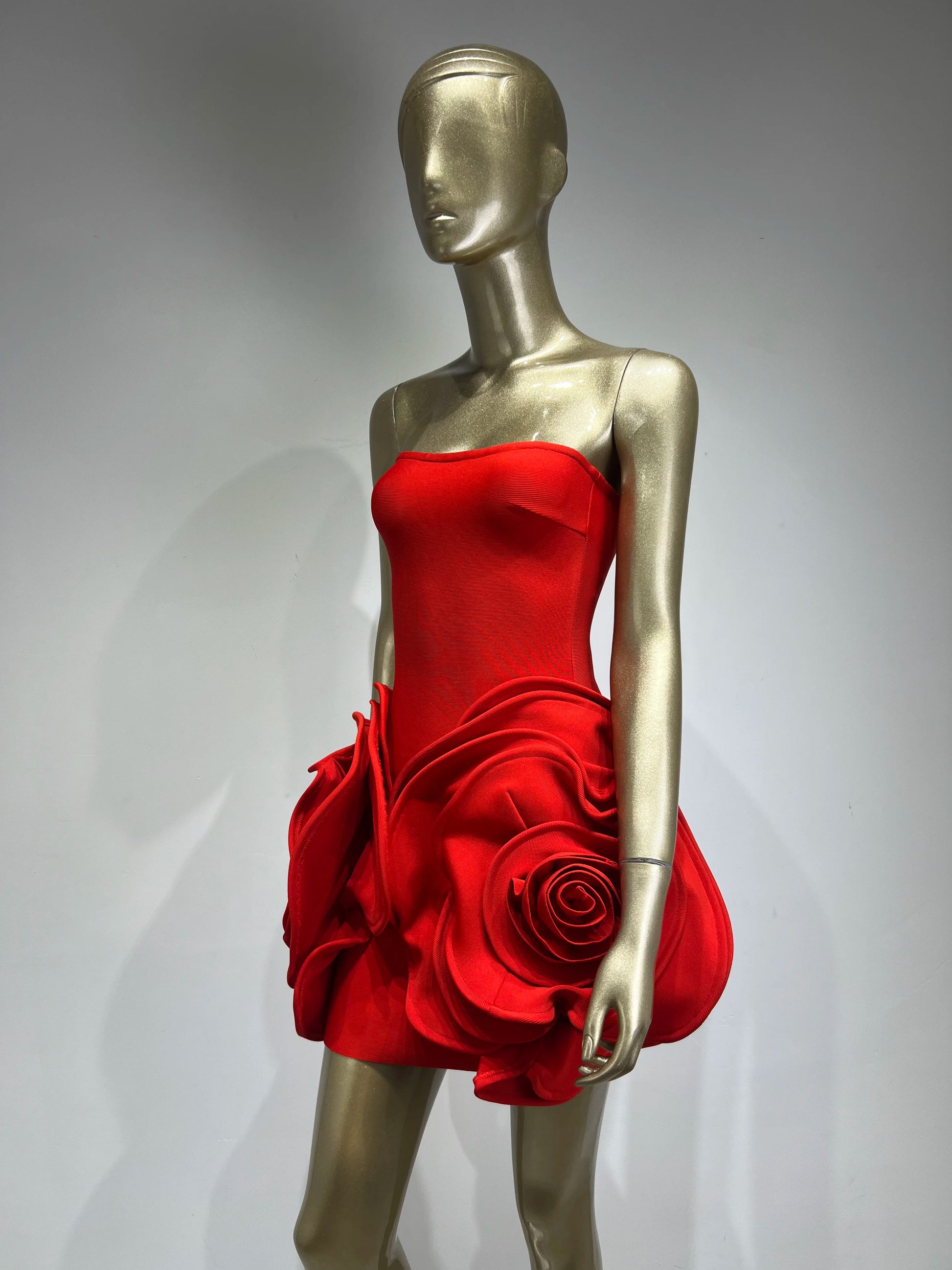 Summer New 2024 Women Sexy Strapless Crystal Flower Bodycon Bandage Dress Celebrity Elegant Birthday Mini Evening Party Dress