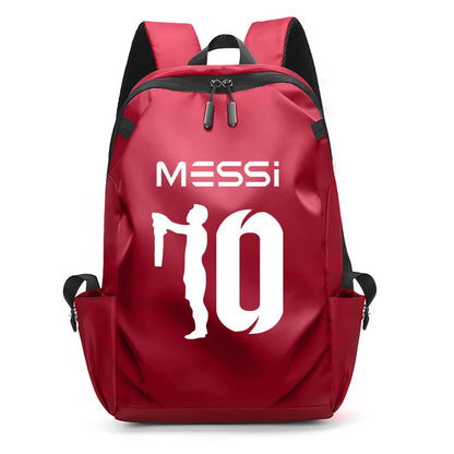 Football Super Stars MESSI Backpack Boy Girl Unisex College Student Backpack Women Men Laptop Teens Student USB Port Rucksack Red B064