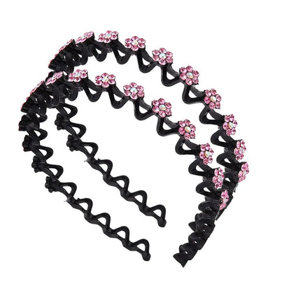 New Non-slip Rhinestone Headbands Solid Wave Hairbands for Women Girls Bezel Fashion Hair Hoop Ladies Boutique Hair Accessories Badiee Stylez