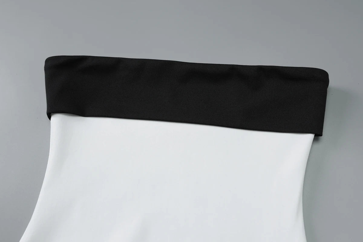 Hugcitar Color Block Strapless Patchwork Sexy Bodycon Mini Dress 2025 Summer Women Elegant Clothes Evening Party Festival