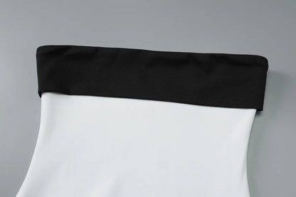 Hugcitar Color Block Strapless Patchwork Sexy Bodycon Mini Dress 2025 Summer Women Elegant Clothes Evening Party Festival